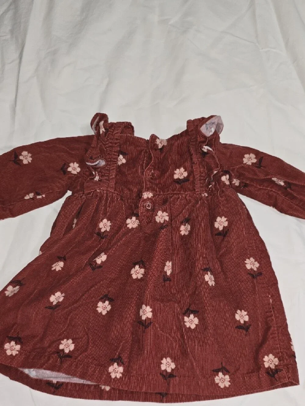 Carter's Rust Floral Dress & Navy Corduroy Pinafore Set
